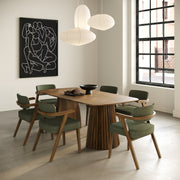 Sacks - Mid-Century Modern Green Fabric + Walnut Dining Chair — view 2