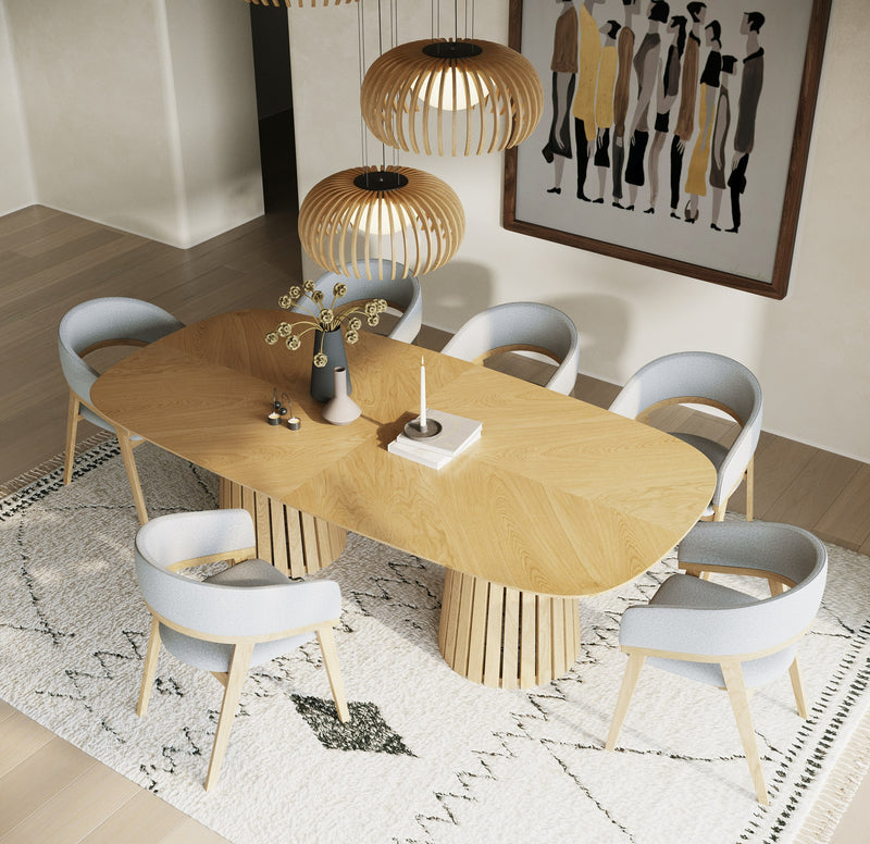 Truman - Mid-Century Modern Natural Oak Extendable Dining Table — view 2