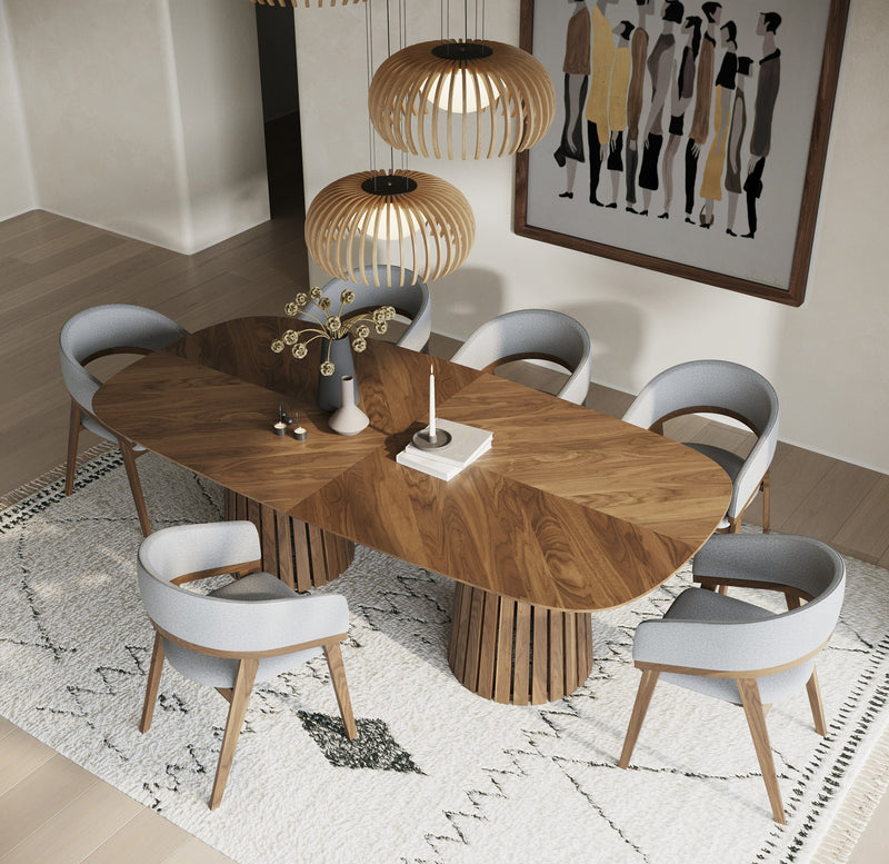 Truman - Mid-Century Modern Walnut Extendable Dining Table + 10 Chairs Set — view 2