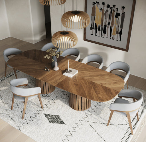 Truman - Mid-Century Modern Walnut Extendable Dining Table + 10 Chairs Set