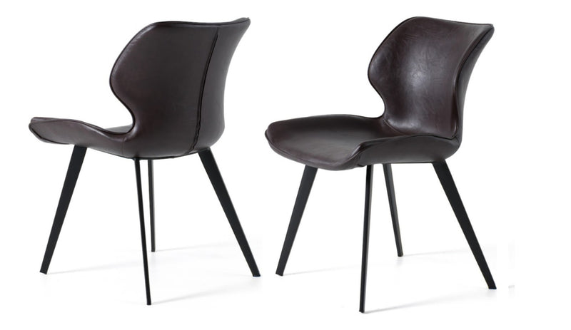 Moira - Modern Dark Brown Eco-Leather Dining Chair (Set of 2) — view 2