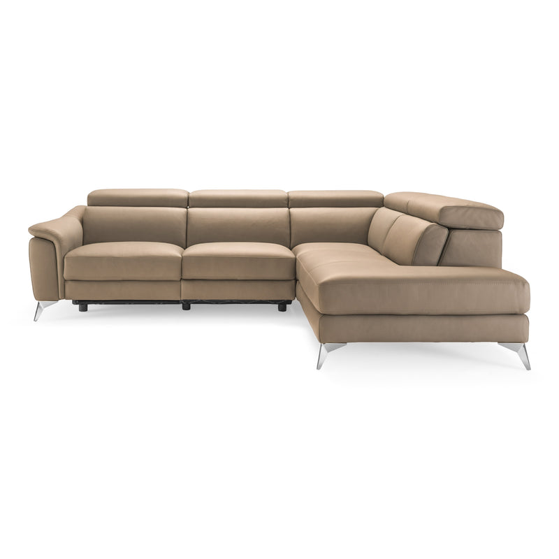 Monte Carlo - Italian Modern Cappuccino Leather Right Facing Sectional Sofa — view 2