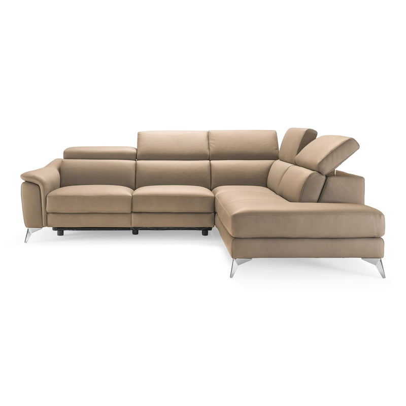 Monte Carlo - Italian Modern Cappuccino Leather Right Facing Sectional Sofa — view 4