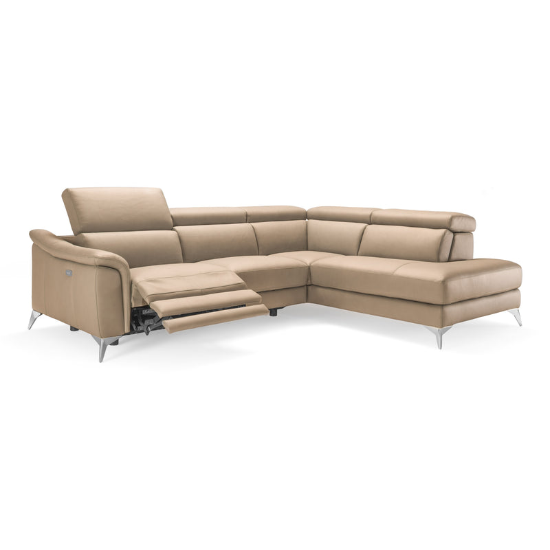 Monte Carlo - Italian Modern Cappuccino Leather Right Facing Sectional Sofa — view 5