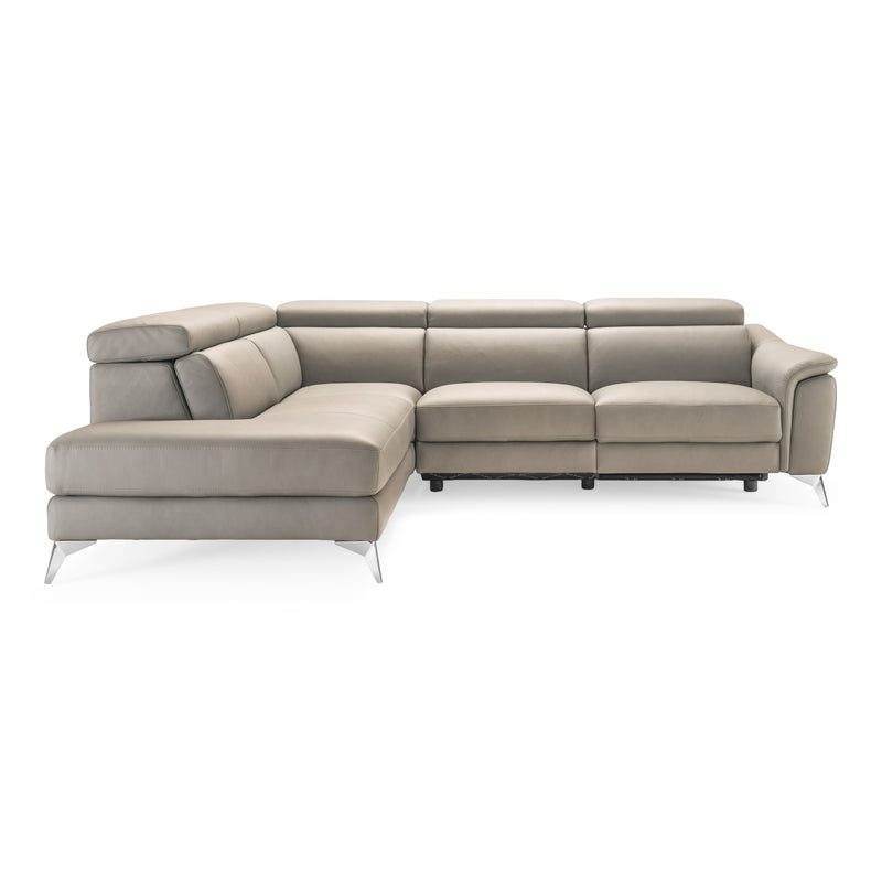 Monte Carlo - Italian Modern Grey Leather LAF Sectional Sofa — view 4