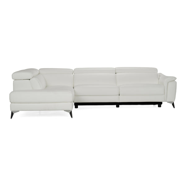 Monte Carlo - Italian Modern White Leather Left Facing Sectional Sofa