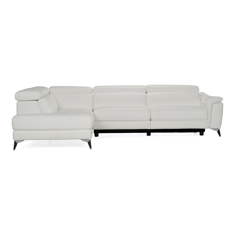 Monte Carlo - Italian Modern White Leather Left Facing Sectional Sofa