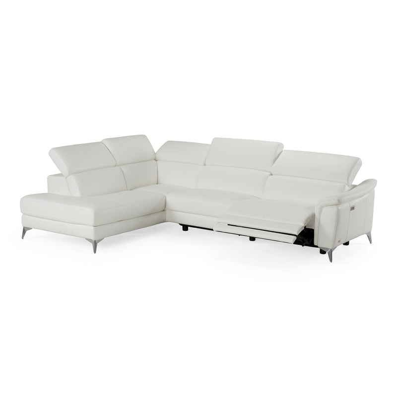 Monte Carlo - Italian Modern White Leather Left Facing Sectional Sofa — view 3