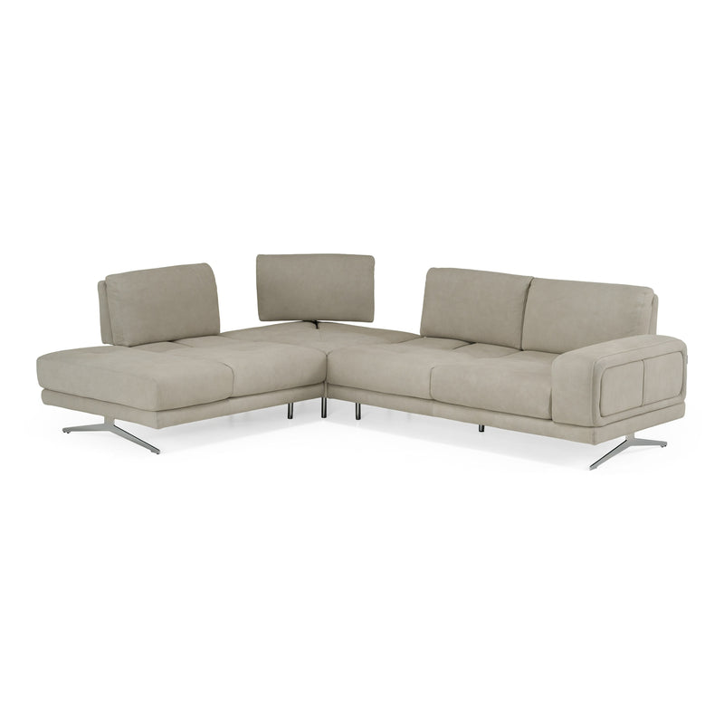 Mood - Italian Light Grey Leather Left Facing Sectional Sofa — view 4
