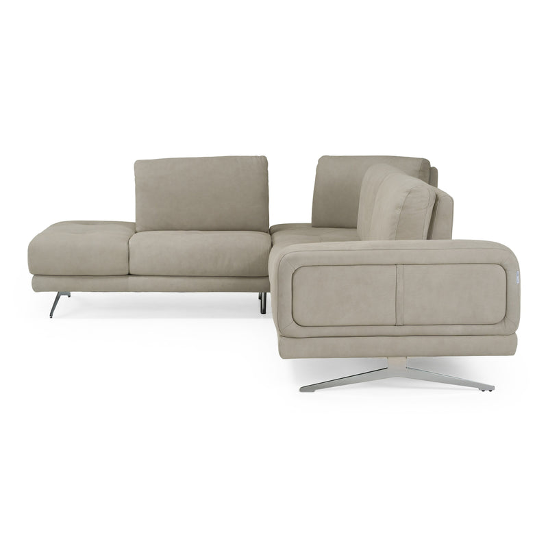 Mood - Italian Light Grey Leather Left Facing Sectional Sofa — view 2