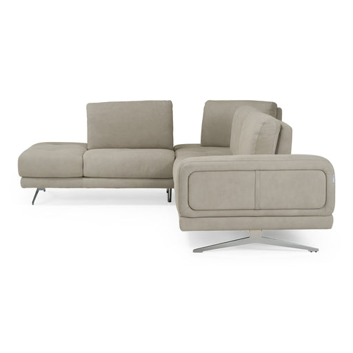 Mood - Italian Light Grey Leather Left Facing Sectional Sofa — view 2