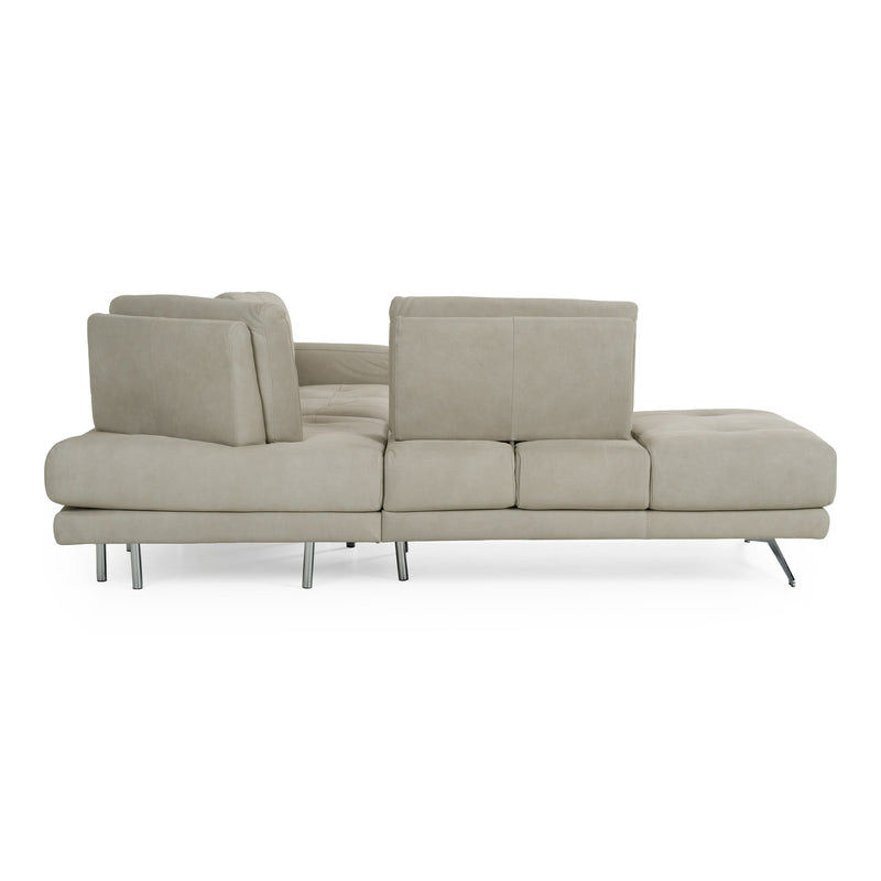 Mood - Italian Light Grey Leather Left Facing Sectional Sofa — view 3