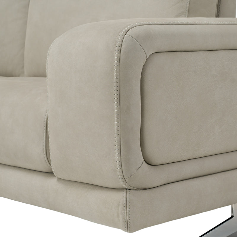 Mood - Italian Light Grey Leather Left Facing Sectional Sofa — view 5