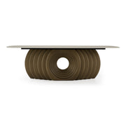 Moorgate - Modern Travertine Ceramic + Bronze Dining Table — view 3
