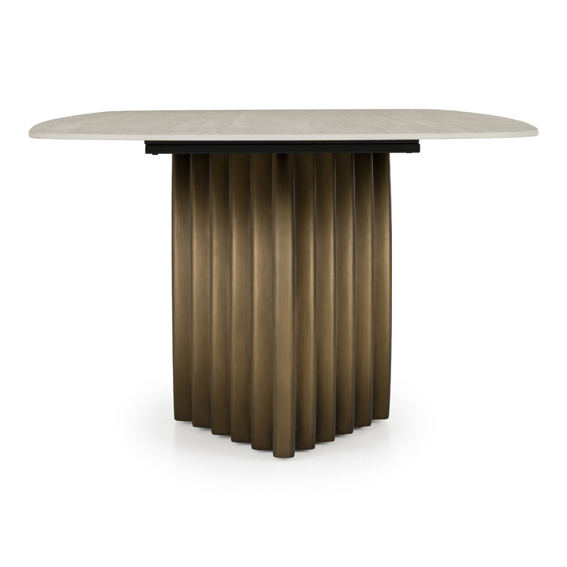 Moorgate - Modern Travertine Ceramic + Bronze Dining Table — view 5