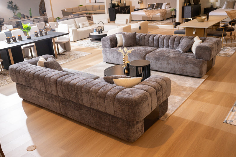 Moreno - Modern Grey Fabric 4-Seater Sofa — view 4