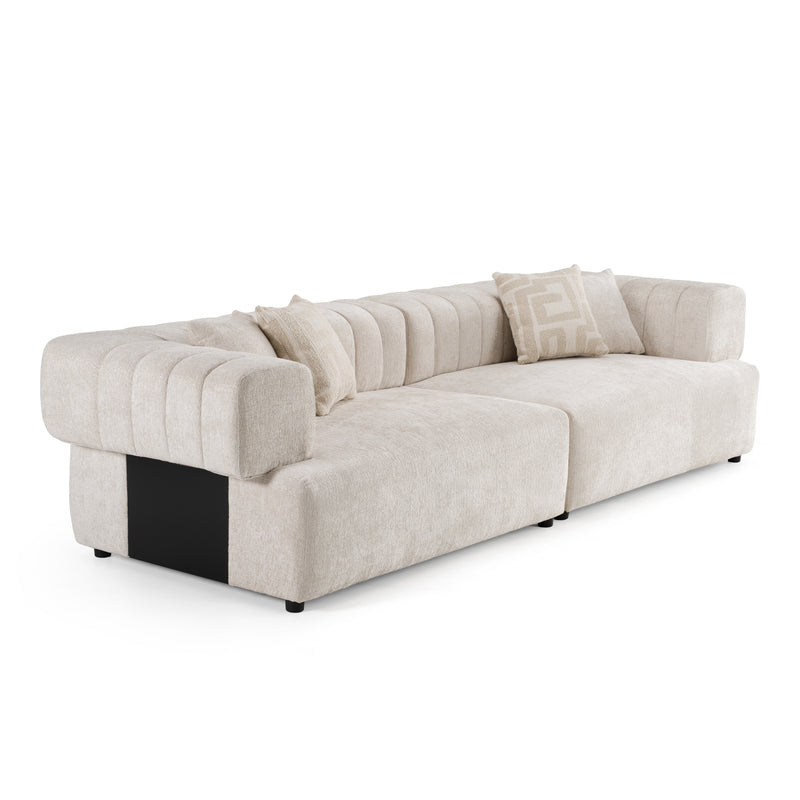 Moreno - Modern Ivory Beige Fabric 4-Seater Sofa — view 2