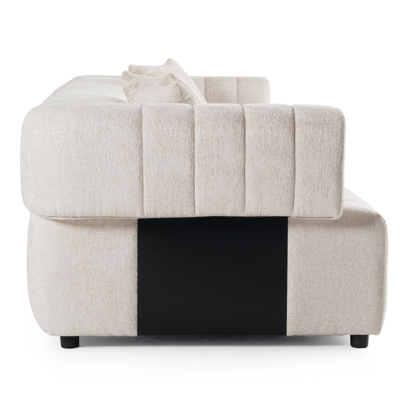 Moreno - Modern Ivory Beige Fabric 4-Seater Sofa — view 3