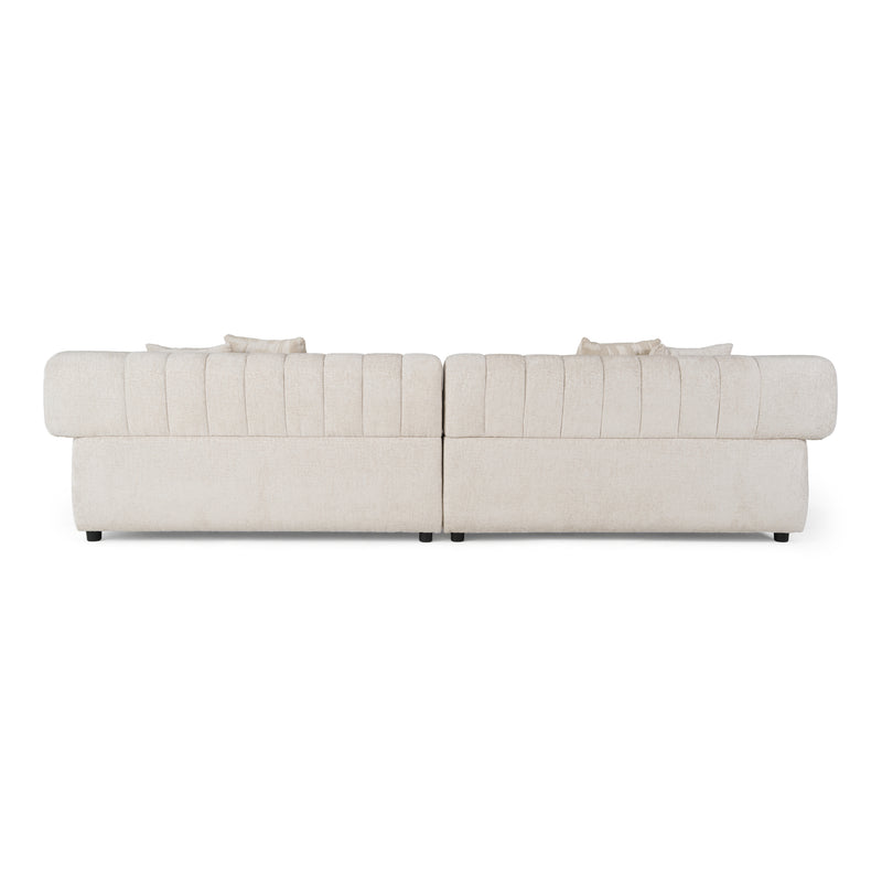 Moreno - Modern Ivory Beige Fabric 4-Seater Sofa — view 4