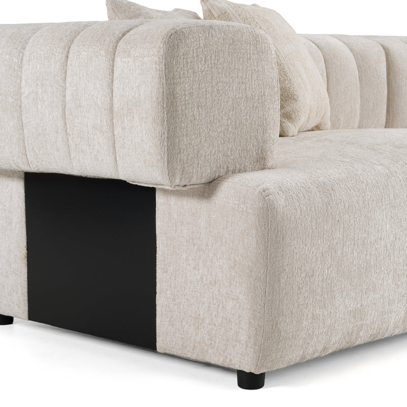 Moreno - Modern Ivory Beige Fabric 4-Seater Sofa — view 5