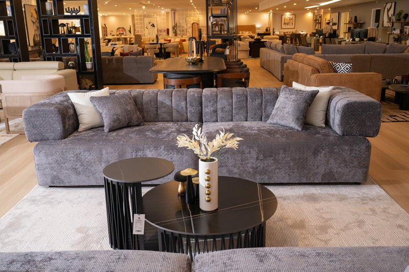 Moreno - Modern Grey Fabric 4-Seater Sofa — view 2