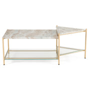 Mosk - Modern Marble + Glass + Brass Coffee Table — view 2