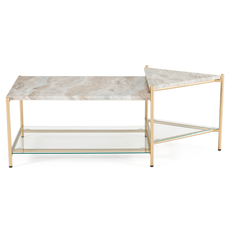 Mosk - Modern Marble + Glass + Brass Coffee Table — view 2