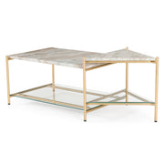 Mosk - Modern Marble + Glass + Brass Coffee Table — view 3