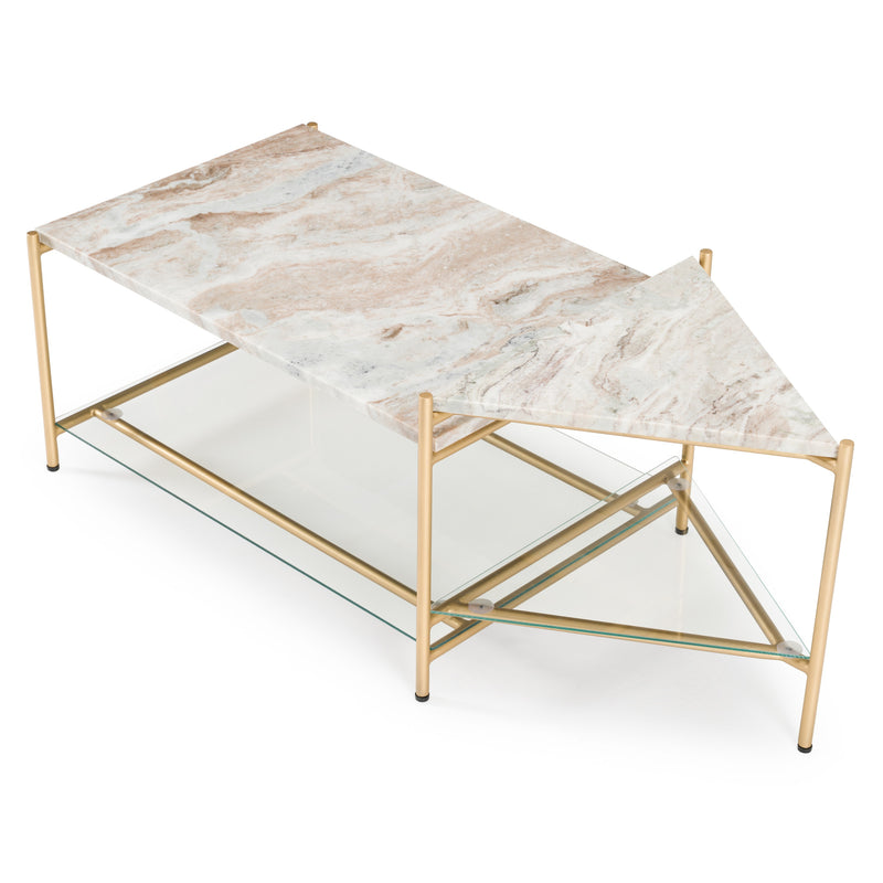 Mosk - Modern Marble + Glass + Brass Coffee Table