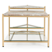 Mosk - Modern Marble + Glass + Brass Coffee Table — view 4