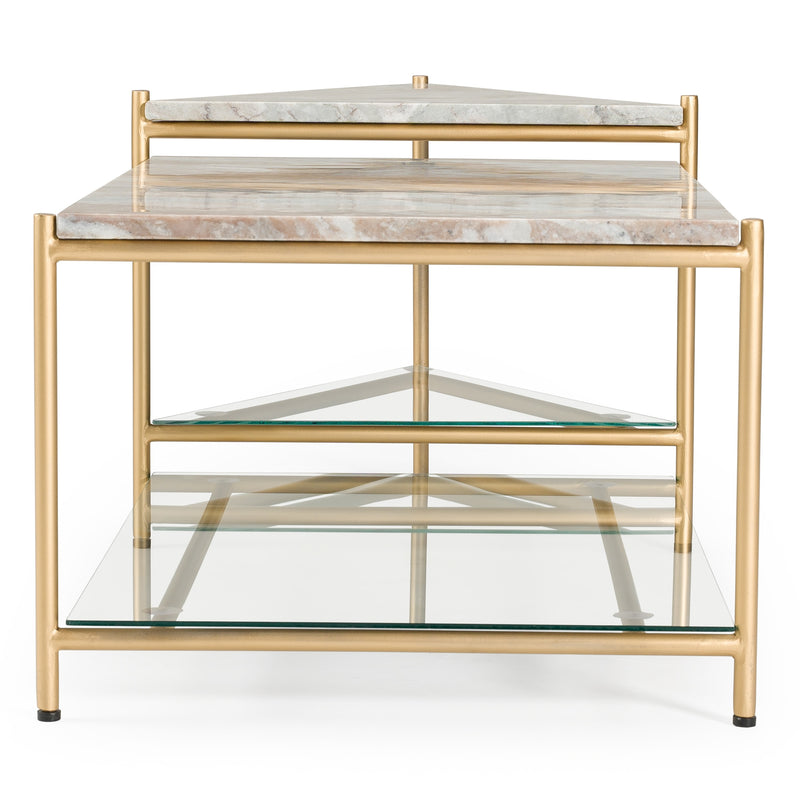 Mosk - Modern Marble + Glass + Brass Coffee Table — view 4