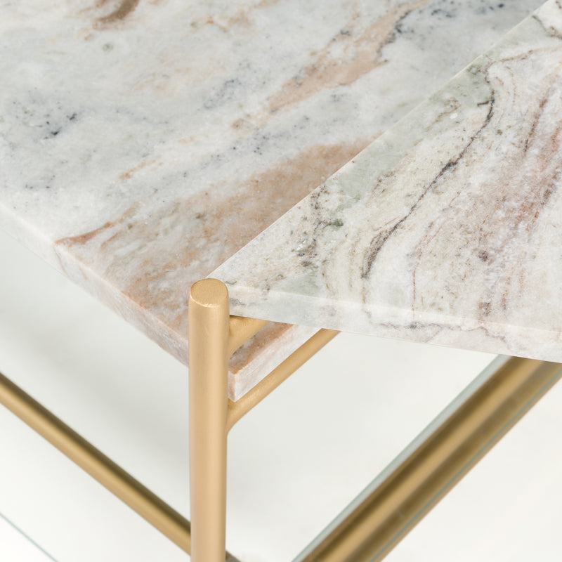 Mosk - Modern Marble + Glass + Brass Coffee Table — view 5