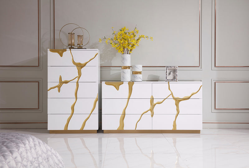 Aspen Modern White & Gold Chest — view 3