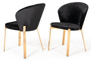 Nadia Modern Black Velvet & Rosegold Dining Chair (Set of 2) — view 3