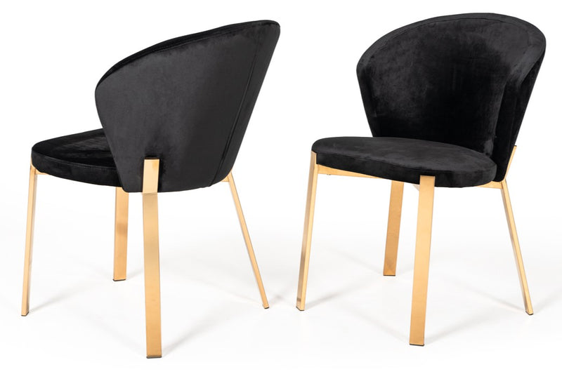 Nadia Modern Black Velvet & Rosegold Dining Chair (Set of 2) — view 3