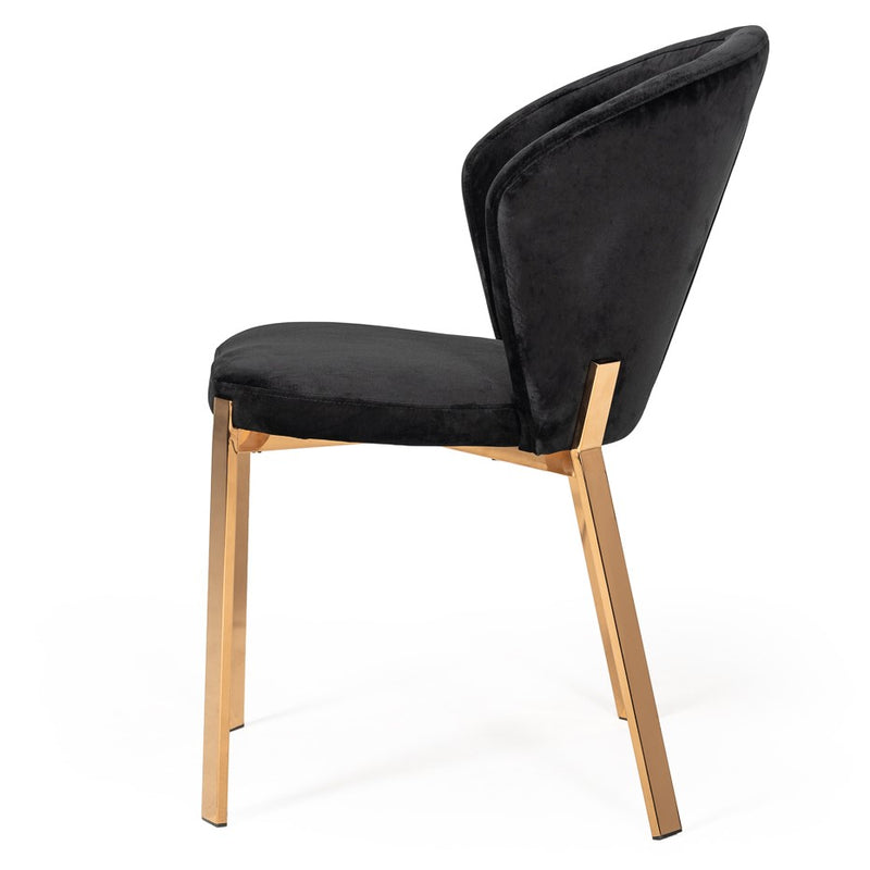 Nadia Modern Black Velvet & Rosegold Dining Chair (Set of 2) — view 5