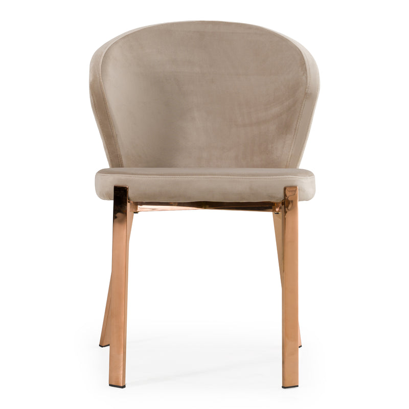 Nadia - Modern Beige Velvet & Rosegold Dining Chair (Set of 2) — view 2