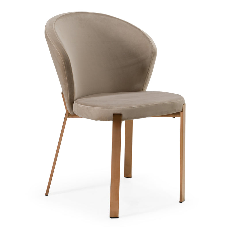Nadia - Modern Beige Velvet & Rosegold Dining Chair (Set of 2) — view 3