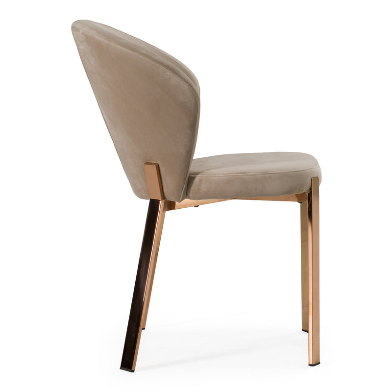 Nadia - Modern Beige Velvet & Rosegold Dining Chair (Set of 2) — view 4