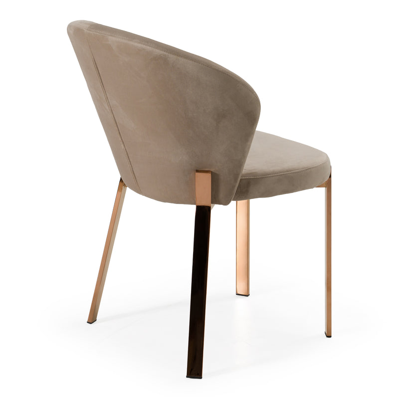 Nadia - Modern Beige Velvet & Rosegold Dining Chair (Set of 2) — view 5
