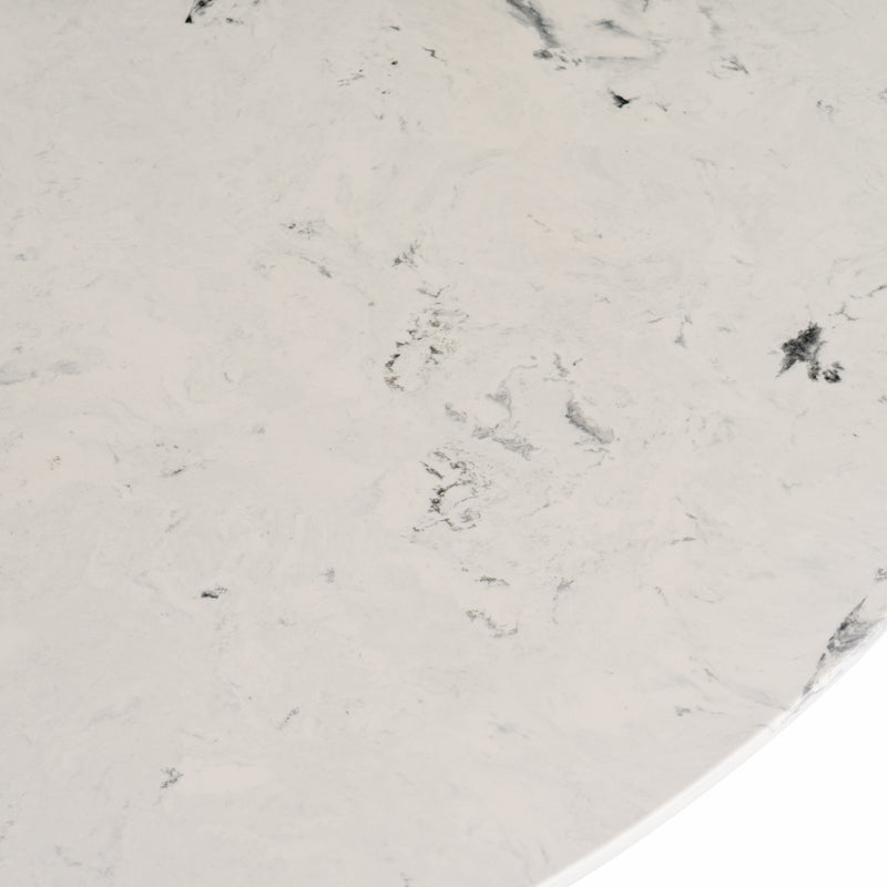 Nancy - Mid-Century Modern White Marble + Walnut Round Dining Table — view 3