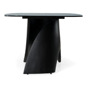 Neptune - Modern Grey Wave Glass + Black Dining Table — view 2