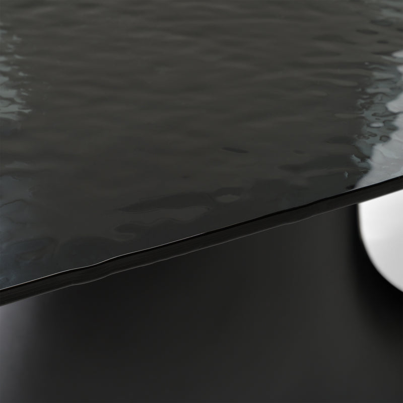 Neptune - Modern Grey Wave Glass + Black Dining Table — view 3