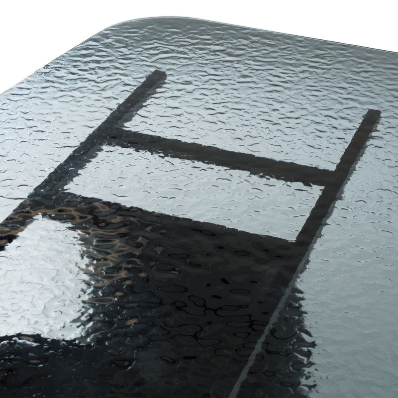 Neptune - Modern Grey Wave Glass + Black Dining Table — view 4