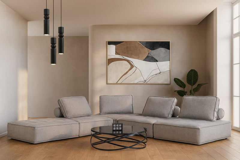 Nolden - Modern Modular Grey Fabric Armless Seat — view 3