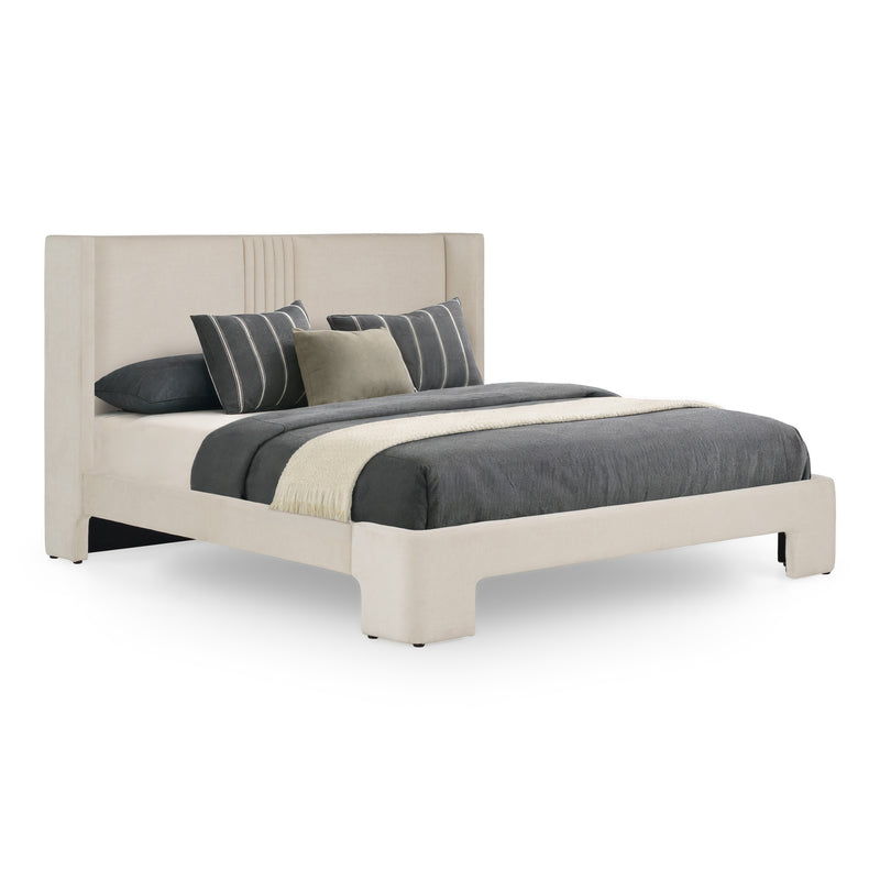 Newhart - Modern Beige Fabric + Natural Oak 4-Piece Bedroom Set — view 4