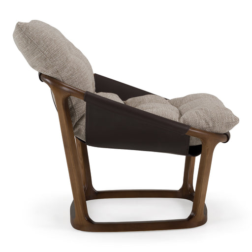 Newman - Modern Beige Fabric + Dark Brown Faux Leather + Ash Accent Chair — view 2