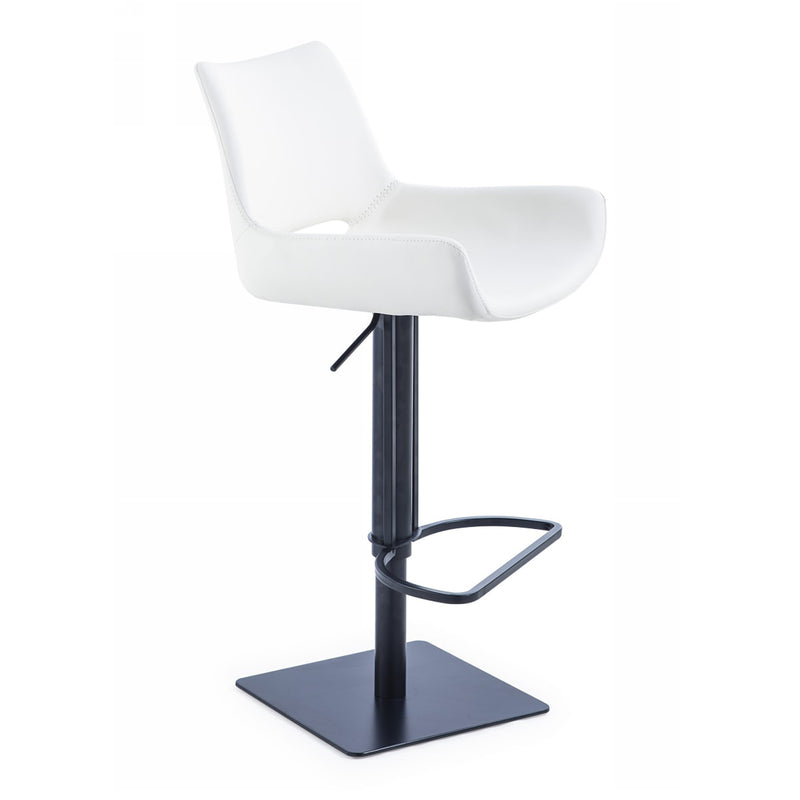 Niles - Modern White Adjustable Bar Stool — view 4