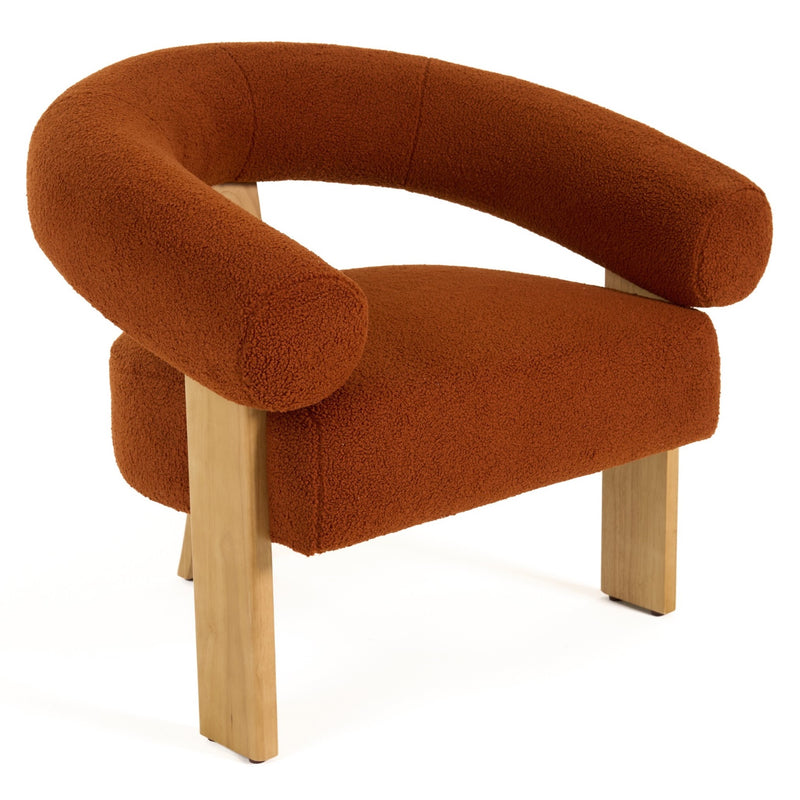Nocona - Modern Rust Fabric + Wood Accent Chair — view 2