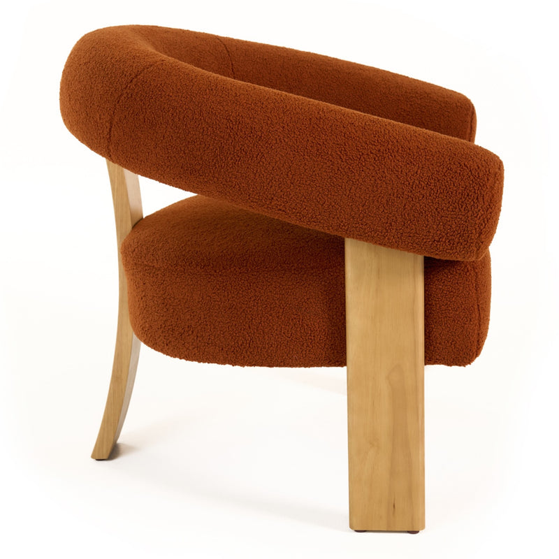 Nocona - Modern Rust Fabric + Wood Accent Chair — view 3